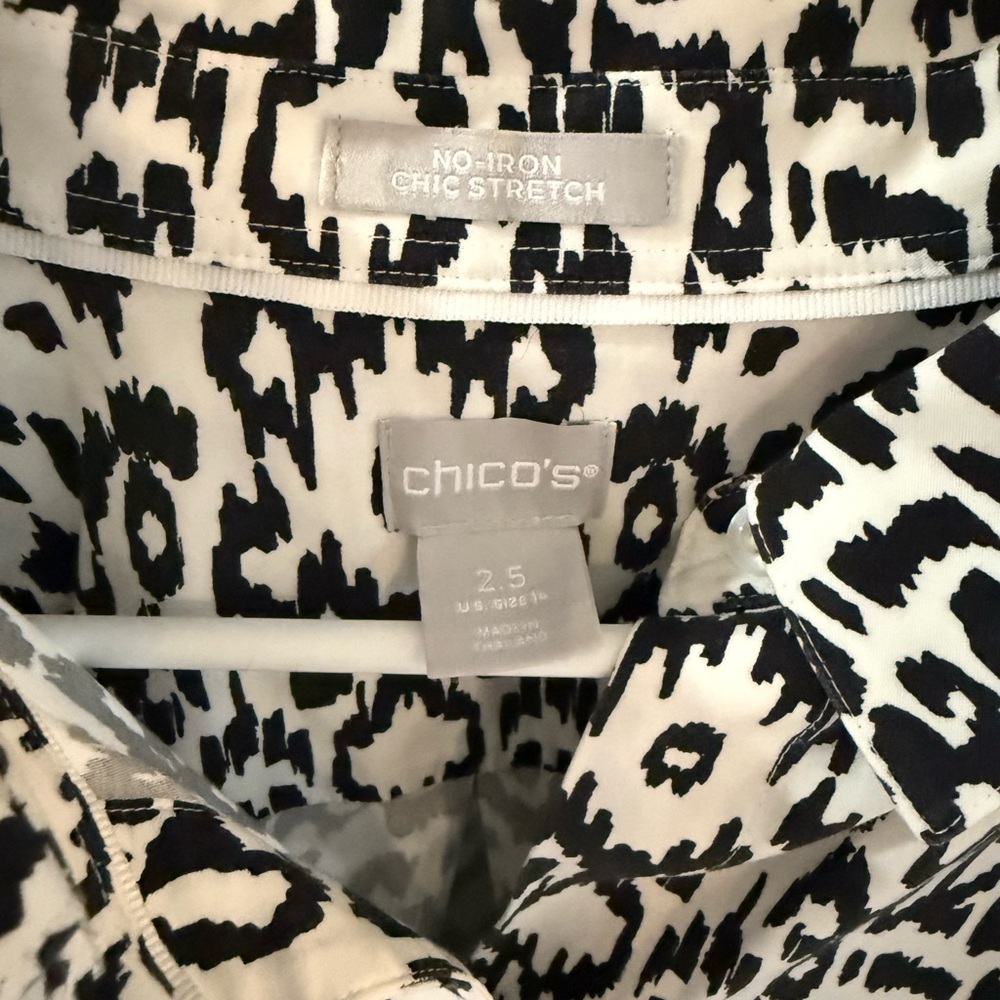 Chico's Monochrome Patterned Blouse - image 2